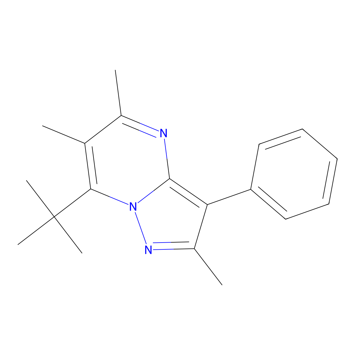 7-Tert-butyl-2,5,6-trimethyl-3-phenylpyrazolo[1,5-a]pyrimidine molecular structure, CAS 361375-43-1