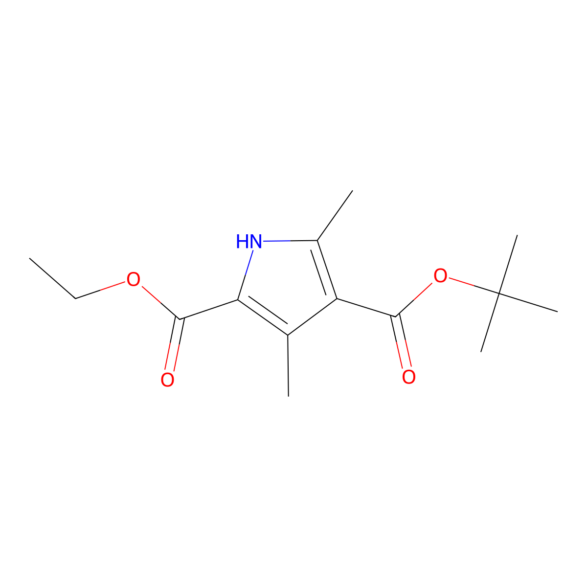 4-Tert-butyl 2-ethyl 3,5-dimethyl-1h-pyrrole-2,4-dicarboxylate molecular structure, CAS 361380-77-0