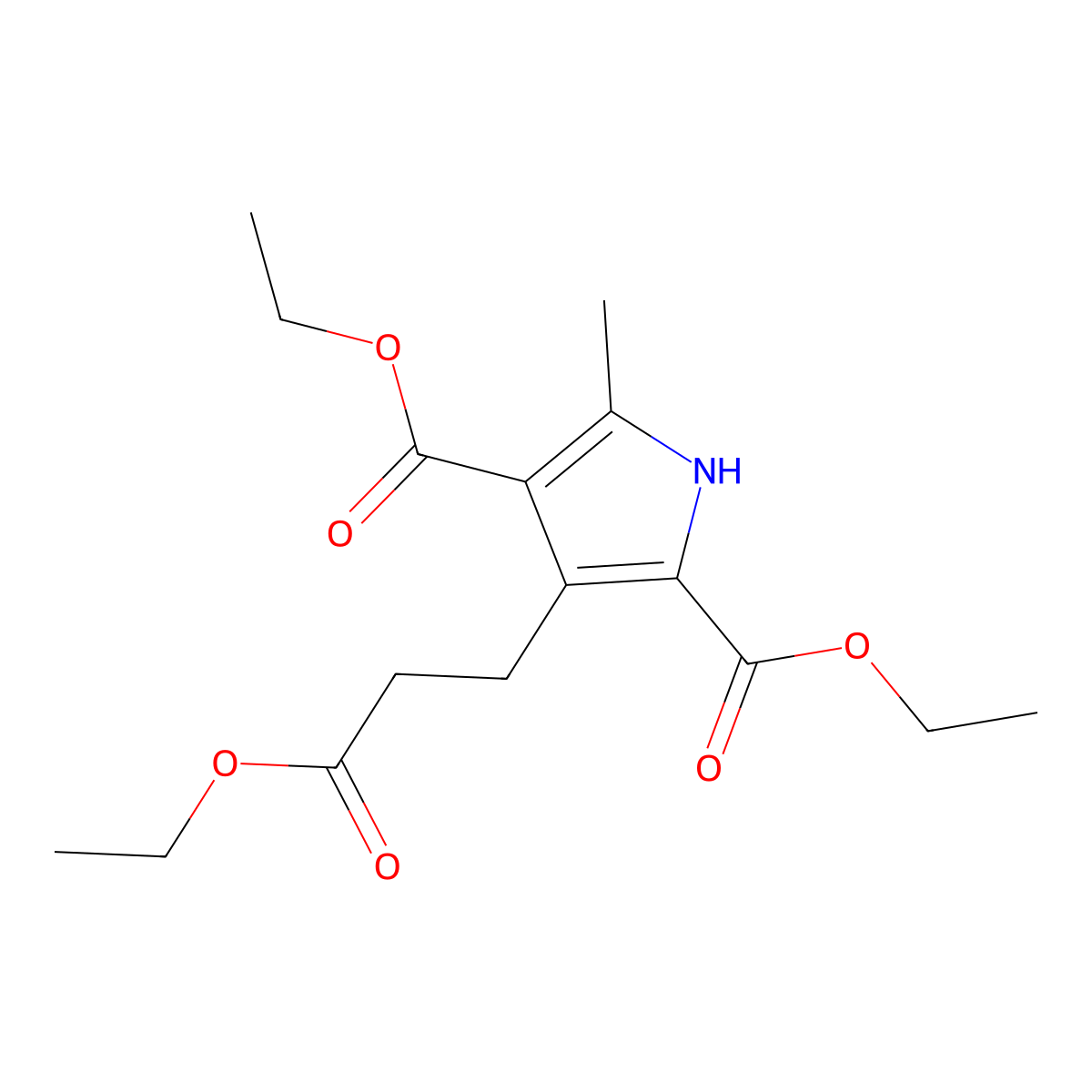 diethyl 3-(3-ethoxy-3-oxopropyl)-5-methyl-1H-pyrrole-2,4-dicarboxylate molecular structure, CAS 361380-78-1