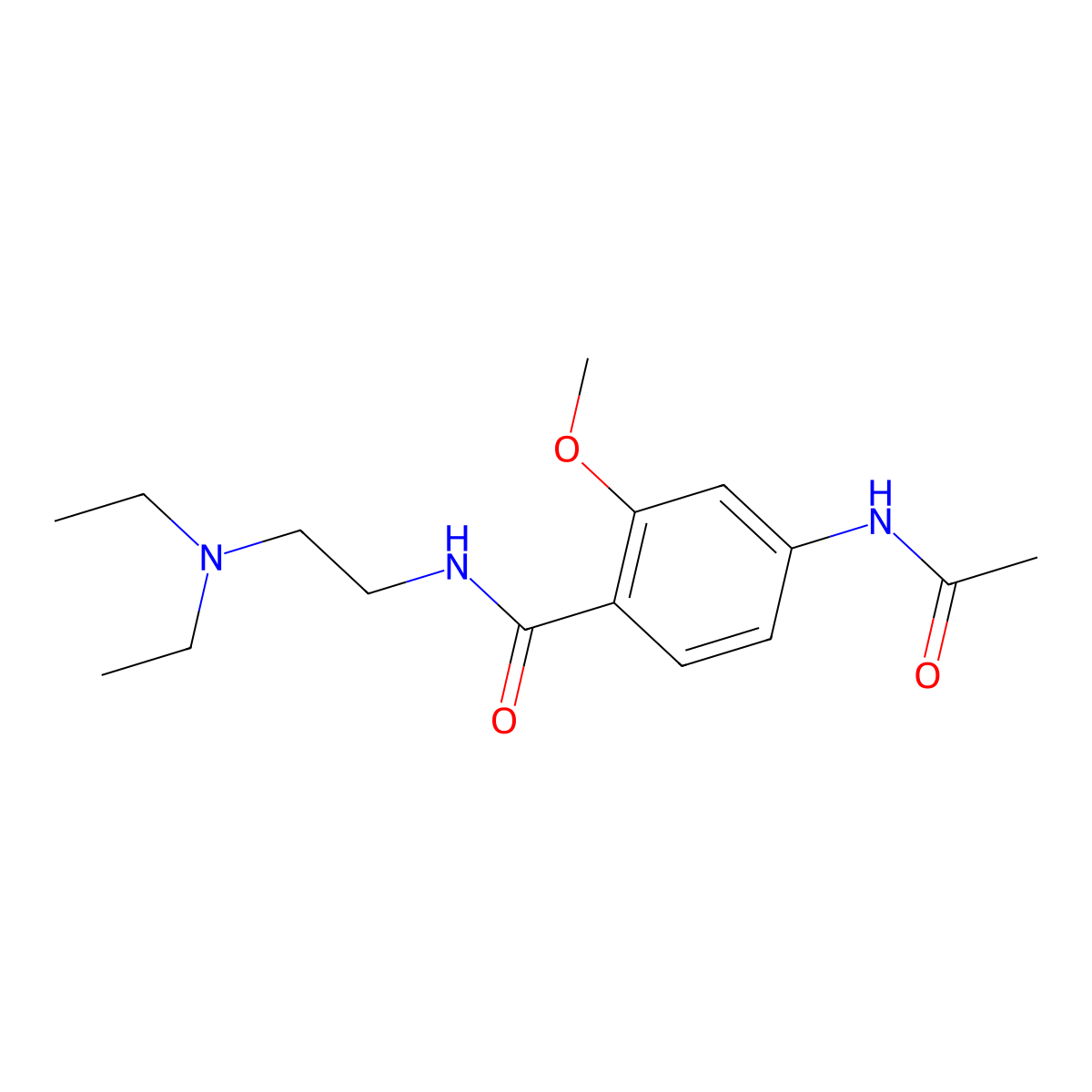 4-(acetylamino)-N-[2-(diethylamino)ethyl]-2-methoxybenzamide molecular structure, CAS 3614-38-8