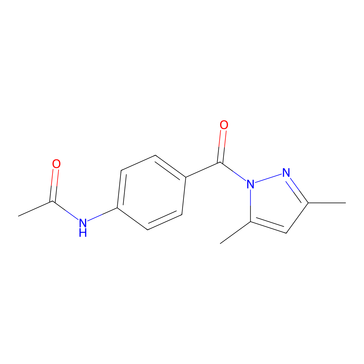 N-{4-[(3,5-dimethyl-1H-pyrazol-1-yl)carbonyl]phenyl}acetamide molecular structure, CAS 36140-79-1