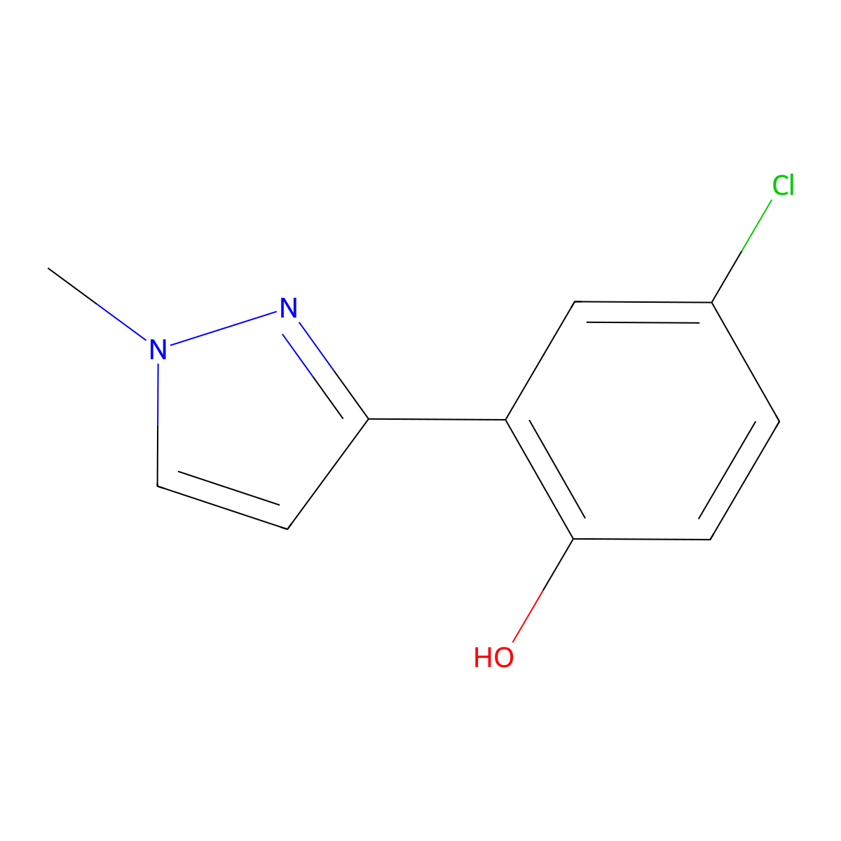 4-Chloro-2-(1-methyl-1H-pyrazol-3-YL)phenol molecular structure, CAS 36141-22-7