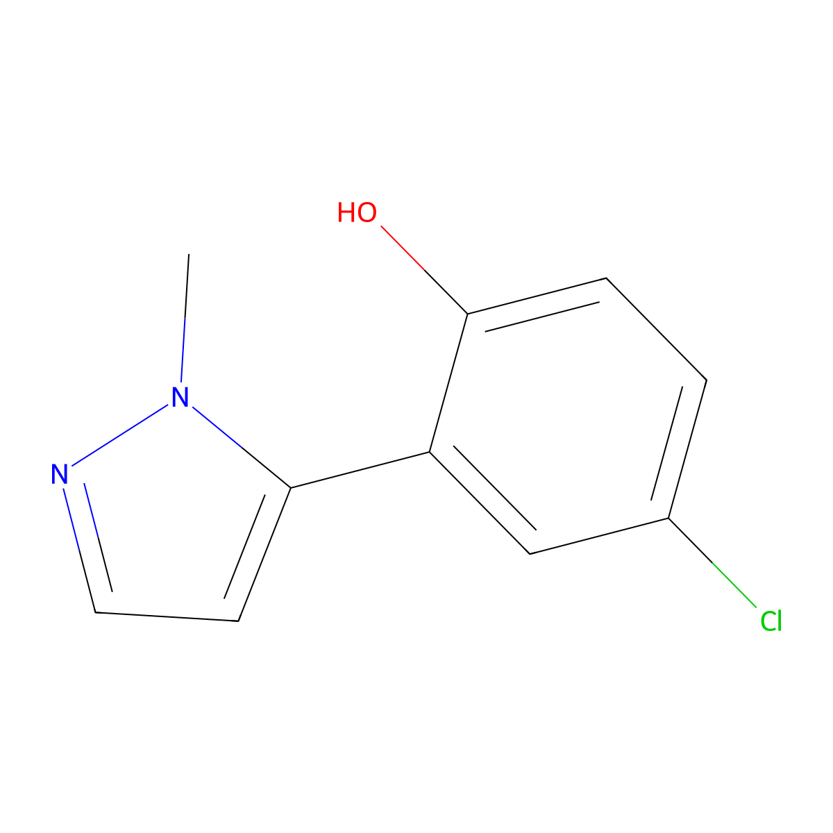 4-Chloro-2-(1-methyl-1H-pyrazol-5-yl)phenol molecular structure, CAS 36141-23-8