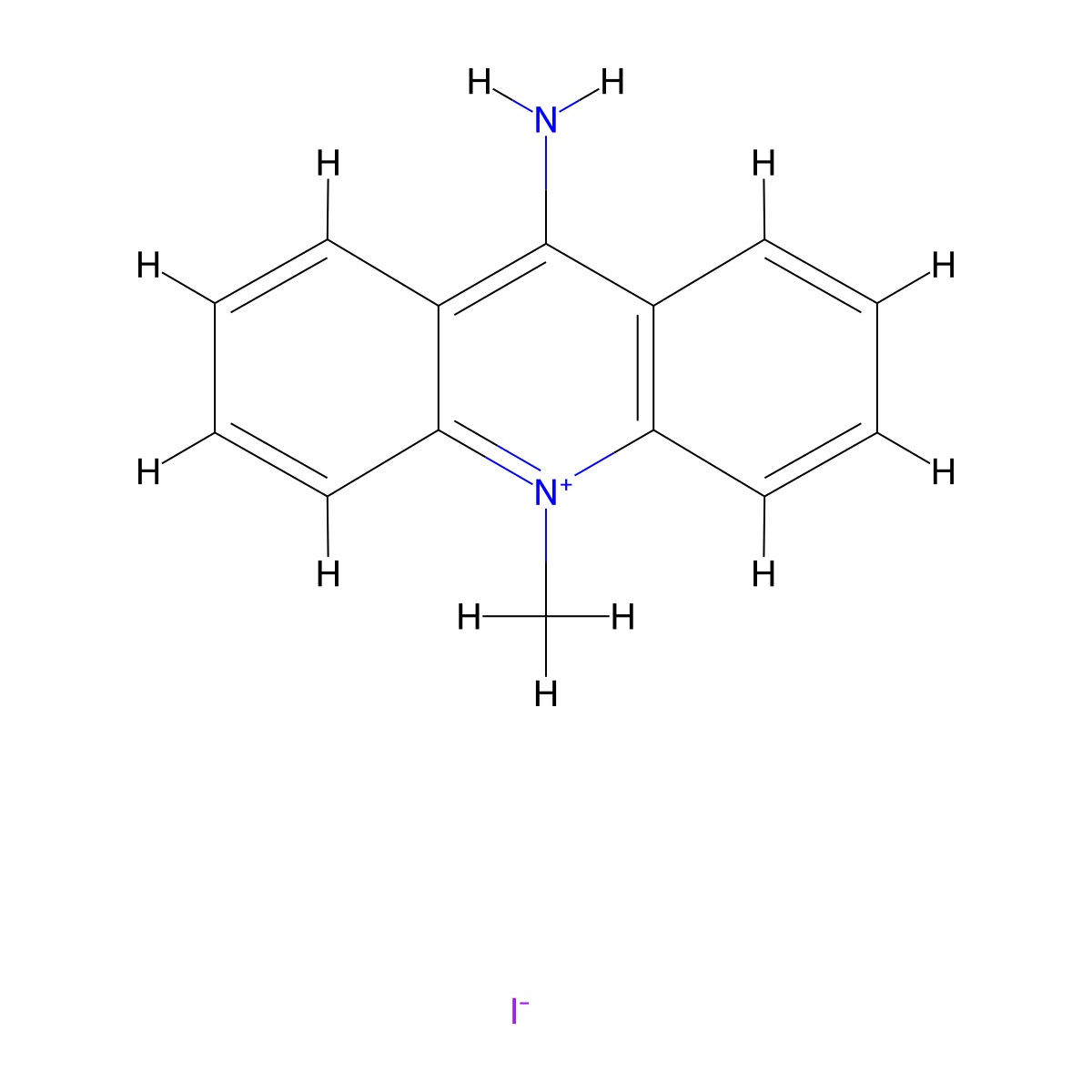 Acridinium, 9-amino-10-methyl-, iodide (1:1) molecular structure, CAS 36141-84-1