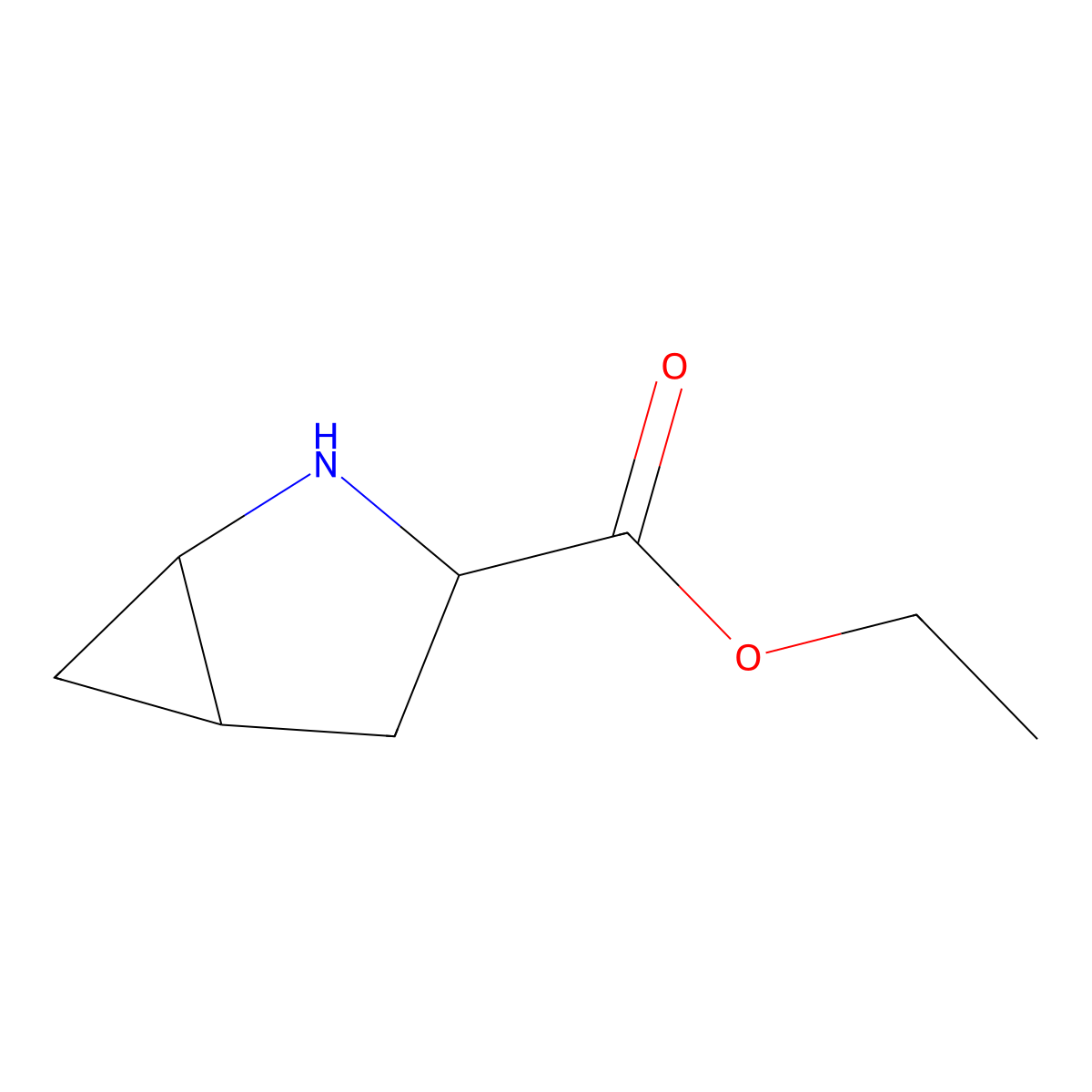 rac-ethyl (1R,3R,5R)-2-azabicyclo[3.1.0]hexane-3-carboxylate molecular structure, CAS 361440-57-5