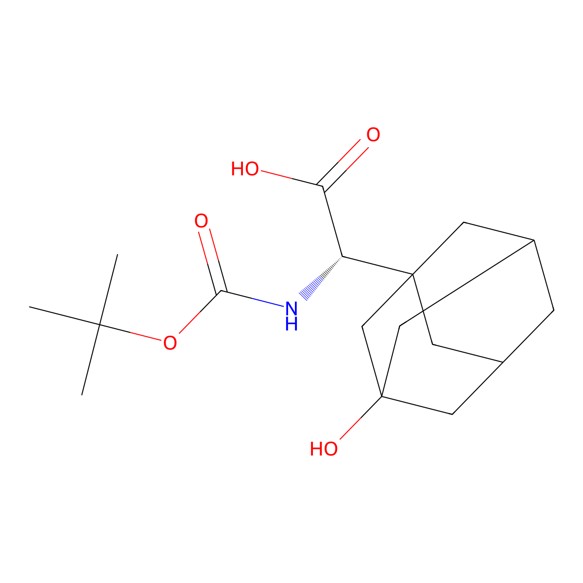 (2S)-((tert-Butoxycarbonyl)amino)(3-hydroxytricyclo(3.3.1.1 3,7)dec-1-yl)acetic acid molecular structure, CAS 361442-00-4