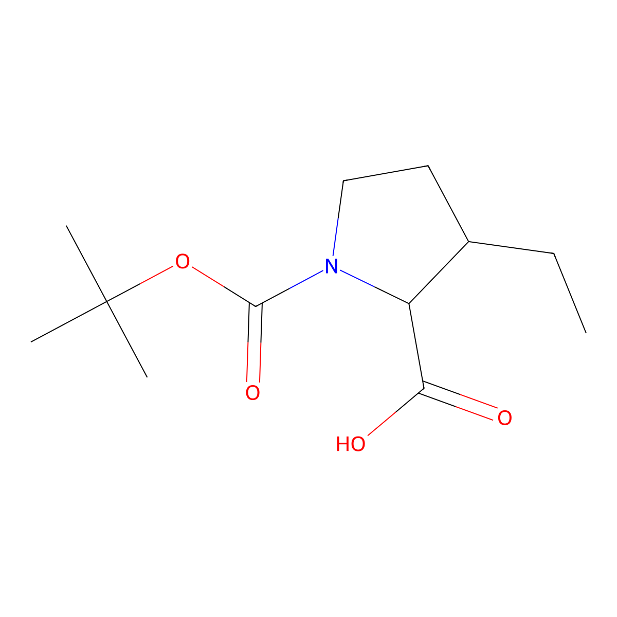 1-[(Tert-butoxy)carbonyl]-3-ethylpyrrolidine-2-carboxylic acid molecular structure, CAS 361442-24-2