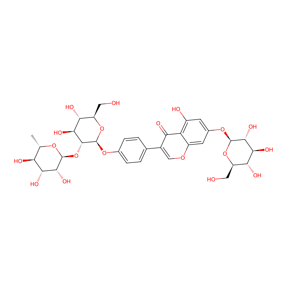 Genistein 7-O-beta-D-glucopyranoside-4'-O-[alpha-L-rhamnopyranosyl-(1->2)-beta-D-glucopyranoside] molecular structure, CAS 361447-29-2