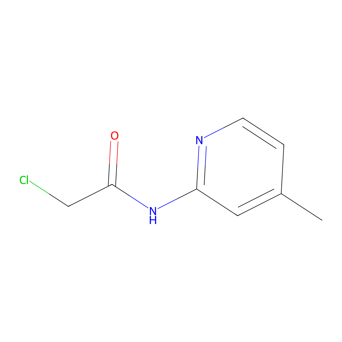 2-chloro-N-(4-methylpyridin-2-yl)acetamide molecular structure, CAS 36145-30-9