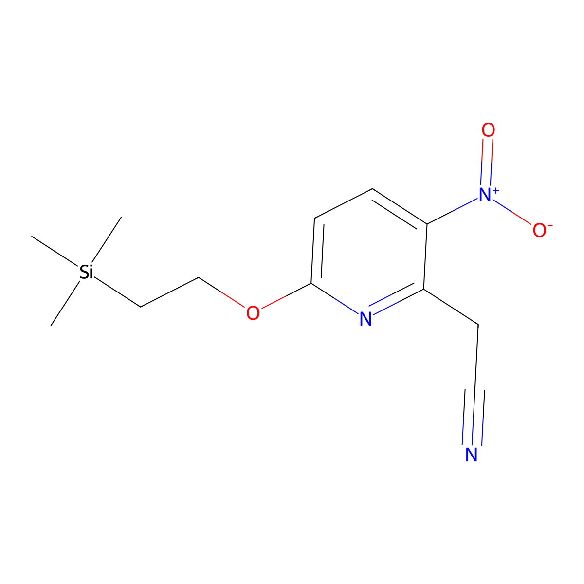 3-Nitro-6-[2-(trimethylsilyl)ethoxy]pyridine-2-acetonitrile molecular structure, CAS 361456-00-0