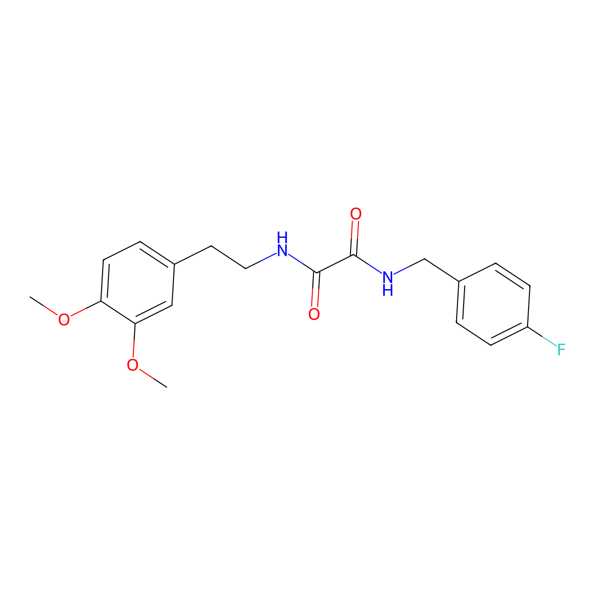 Oxamide, N-(4-fluorobenzyl)-N'-[2-(3,4-dimethoxyphenyl)ethyl]- molecular structure, CAS 361463-67-4