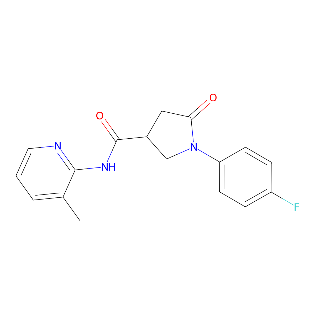 1-(4-fluorophenyl)-N-(3-methylpyridin-2-yl)-5-oxopyrrolidine-3-carboxamide molecular structure, CAS 361463-70-9