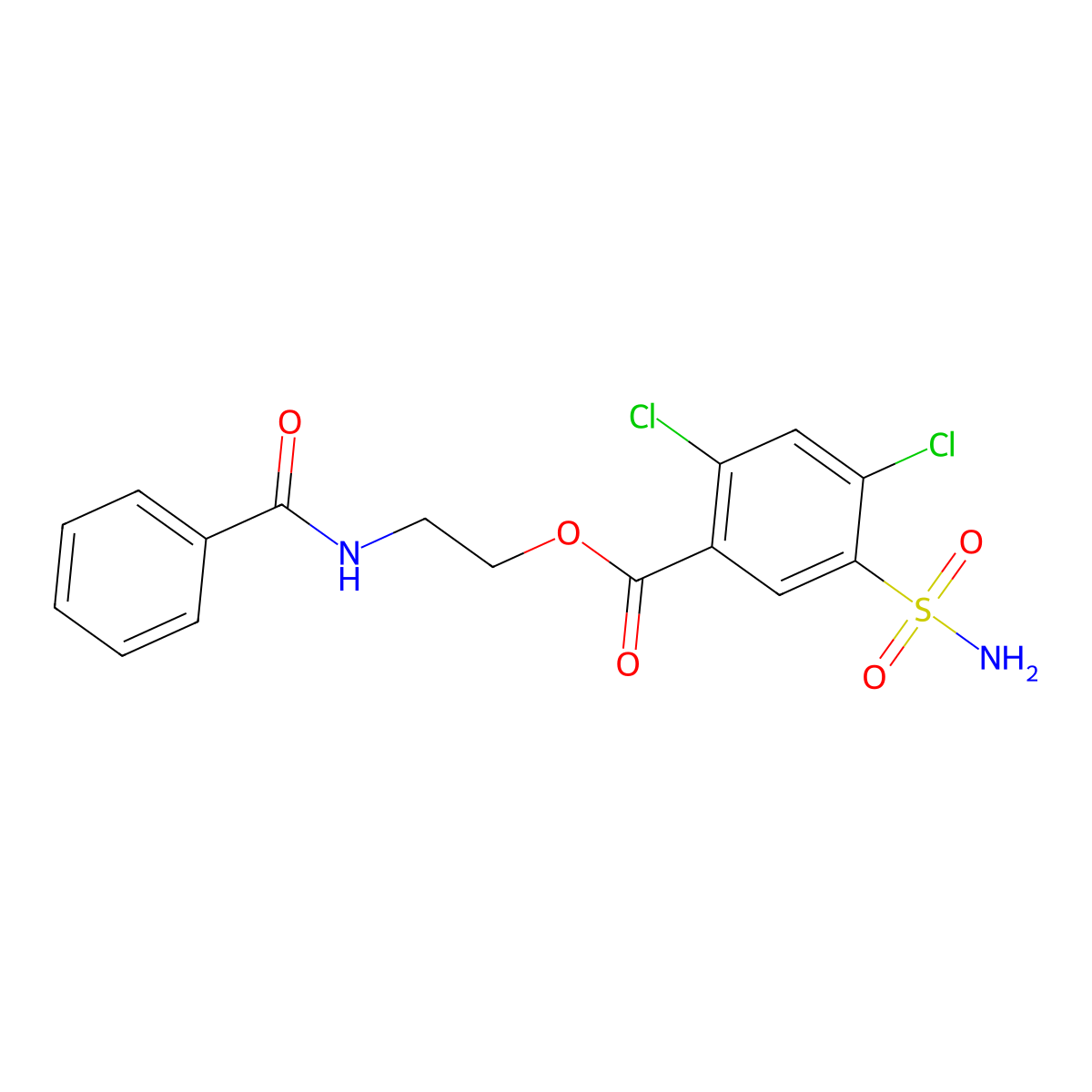2-(Benzoylamino)ethyl 5-(aminosulfonyl)-2,4-dichlorobenzoate molecular structure, CAS 361464-11-1