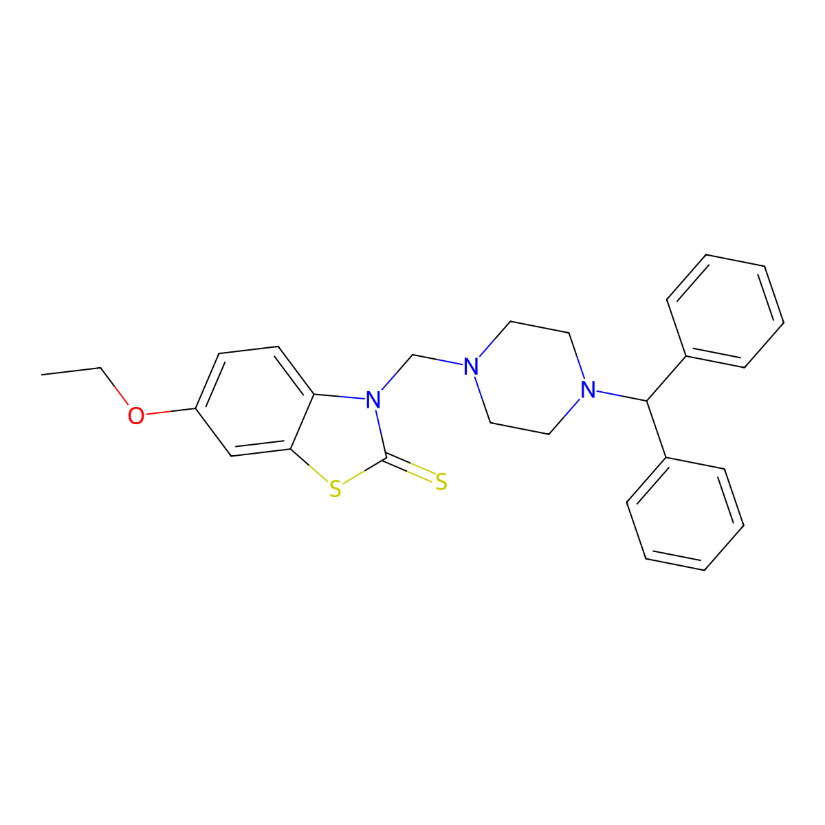 3-[[4-(Diphenylmethyl)-1-piperazinyl]methyl]-6-ethoxy-2(3H)-benzothiazolethione molecular structure, CAS 361464-36-0