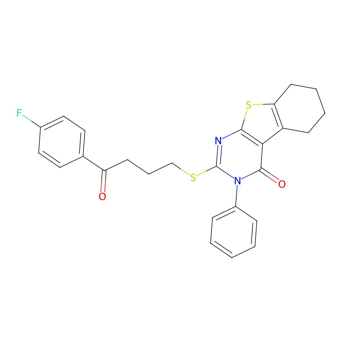 2-[4-(4-Fluorophenyl)-4-oxobutyl]sulfanyl-3-phenyl-5,6,7,8-tetrahydro-[1]benzothiolo[2,3-d]pyrimidin-4-one molecular structure, CAS 361464-41-7