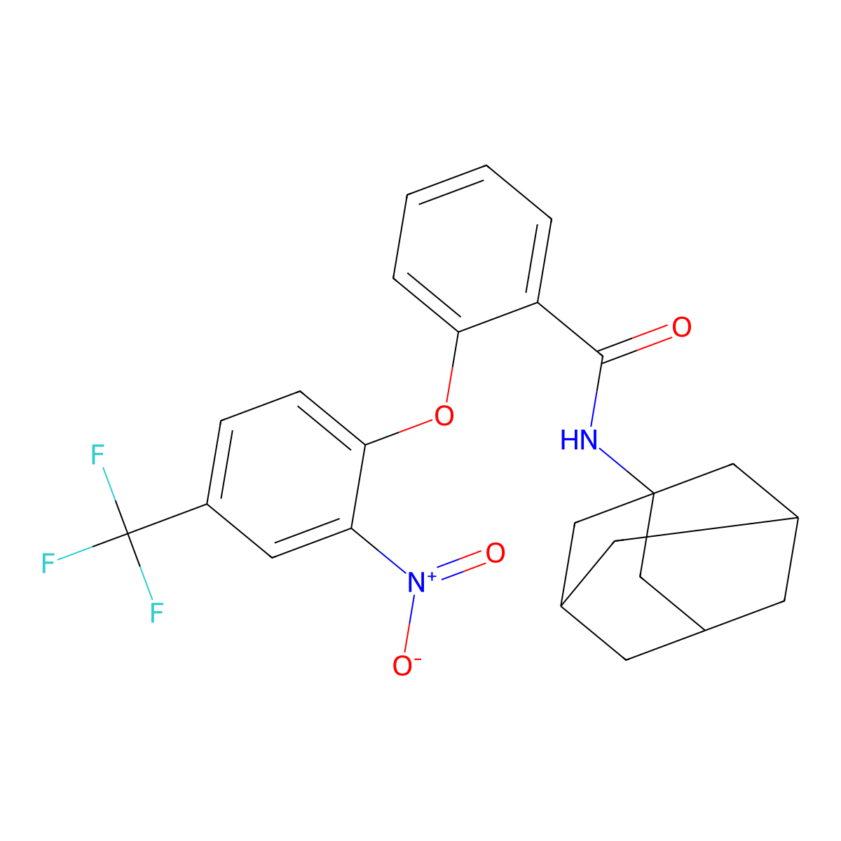 N-(1-adamantyl)-2-[2-nitro-4-(trifluoromethyl)phenoxy]benzamide molecular structure, CAS 361464-50-8