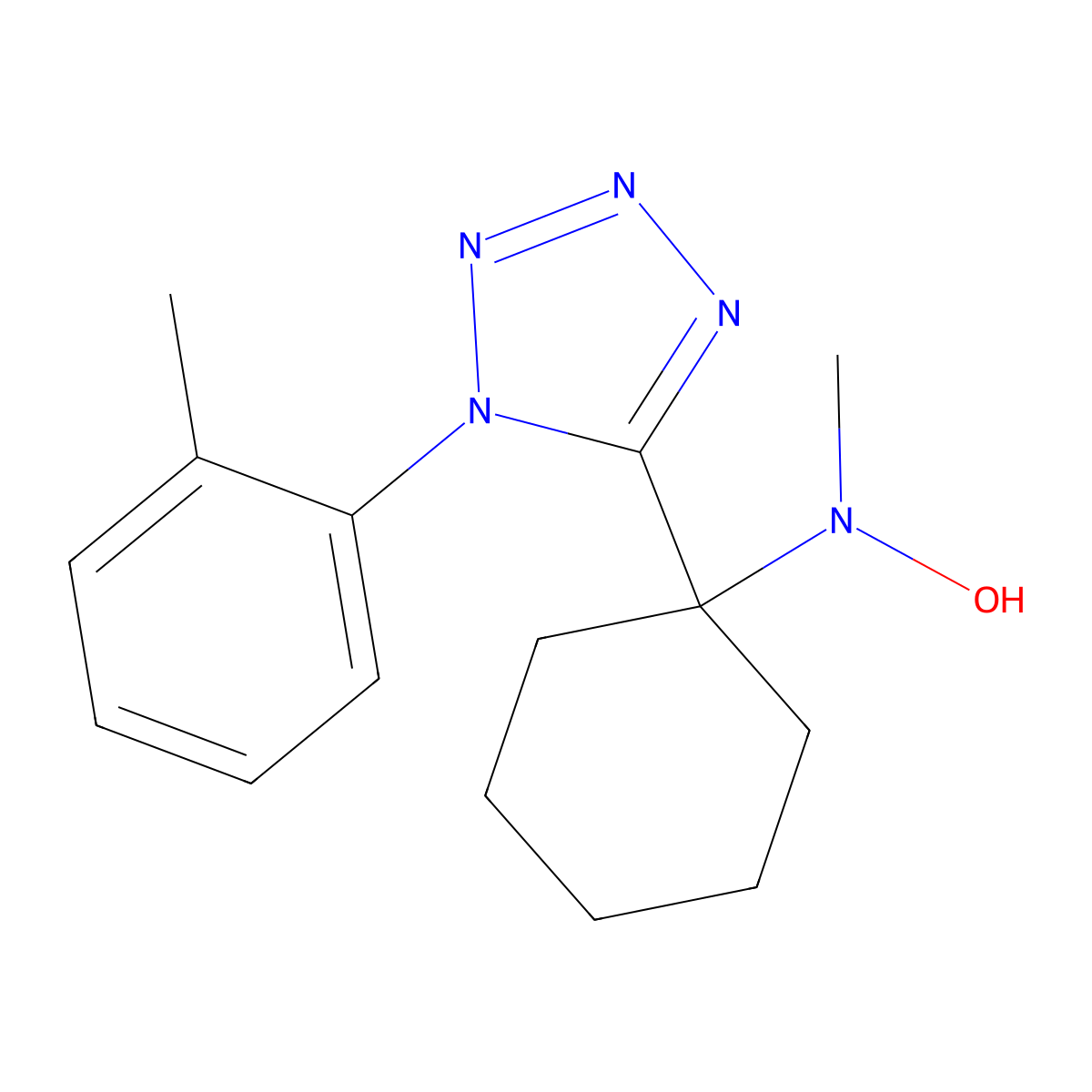 N-methyl-N-[1-[1-(2-methylphenyl)tetrazol-5-yl]cyclohexyl]hydroxylamine molecular structure, CAS 361464-60-0