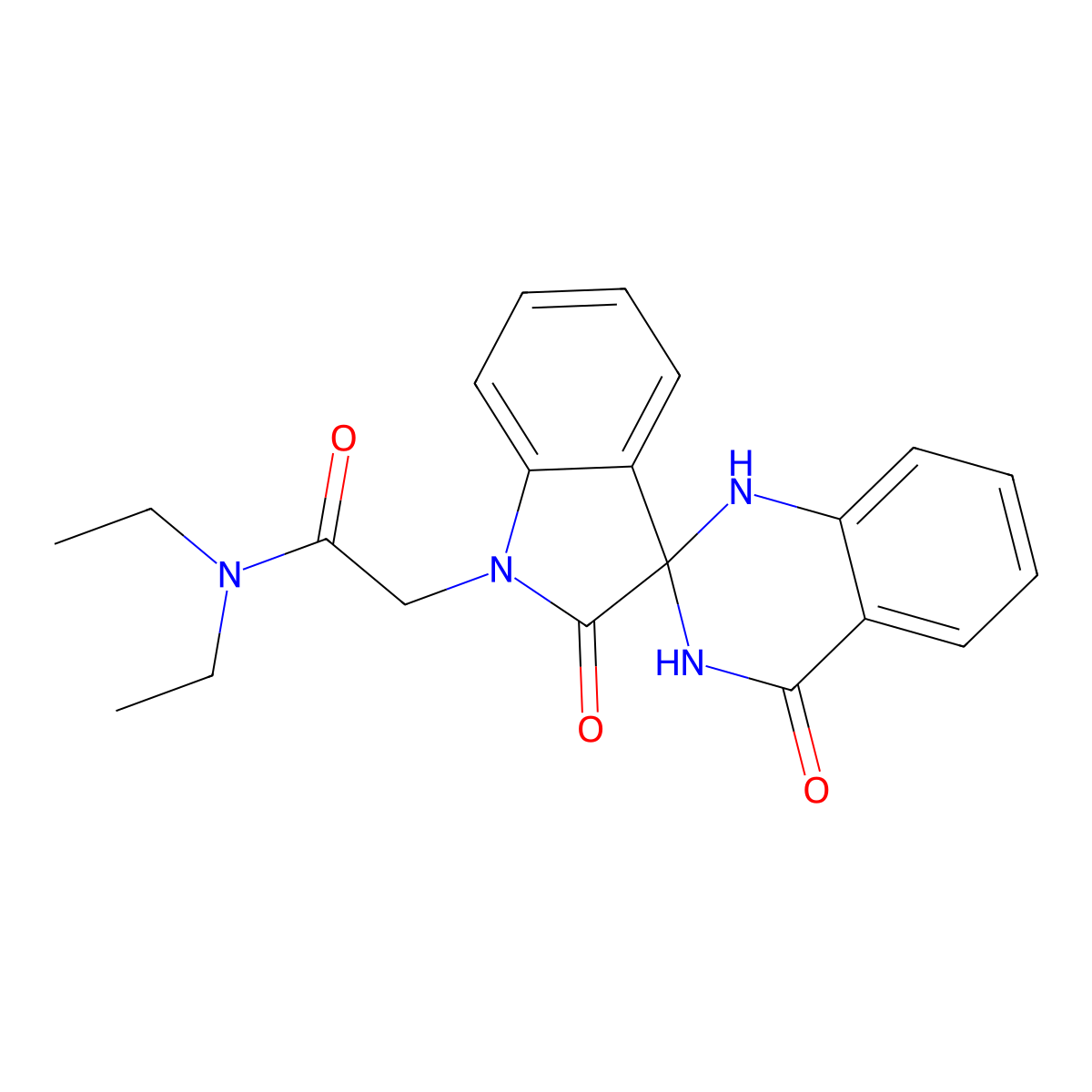 N,N-Diethyl-3',4'-dihydro-2,4'-dioxospiro(3H-indole-3,2'(1'H)-quinazoline)-1(2H)-acetamide molecular structure, CAS 361465-02-3
