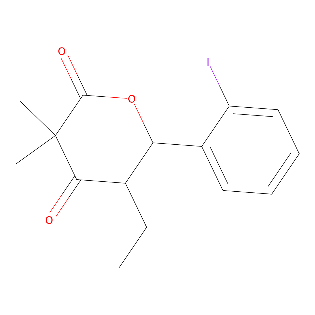 5-Ethyl-6-(2-iodophenyl)-3,3-dimethyloxane-2,4-dione molecular structure, CAS 361465-31-8