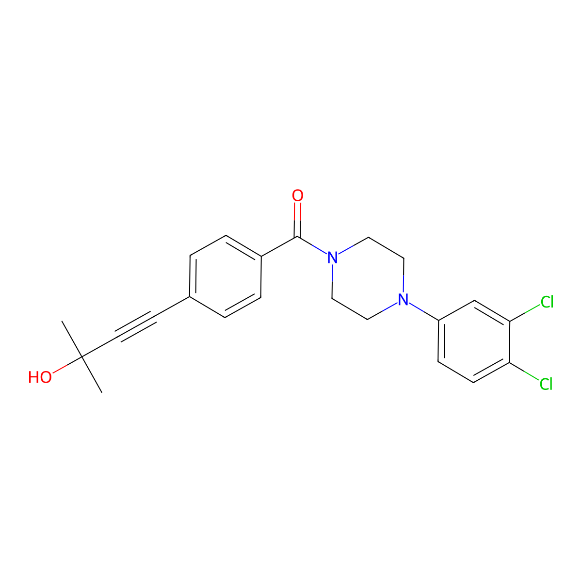 [4-(3,4-Dichlorophenyl)piperazin-1-yl]-[4-(3-hydroxy-3-methylbut-1-ynyl)phenyl]methanone molecular structure, CAS 361465-65-8