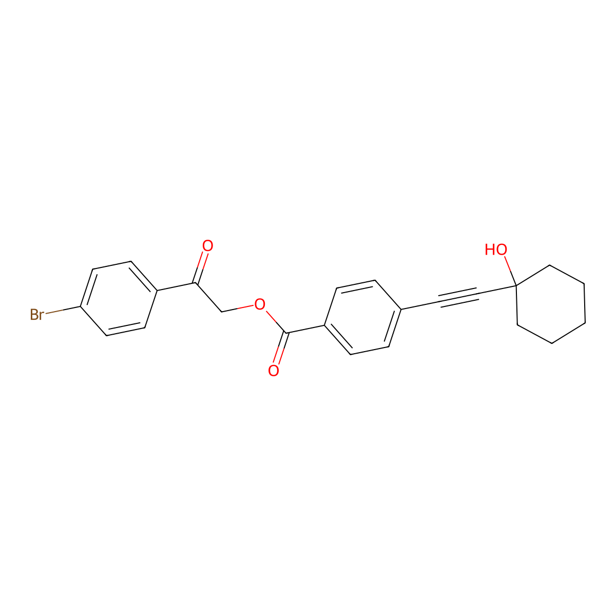 2-(4-Bromophenyl)-2-oxoethyl 4-((1-hydroxycyclohexyl)ethynyl)benzoate molecular structure, CAS 361465-72-7