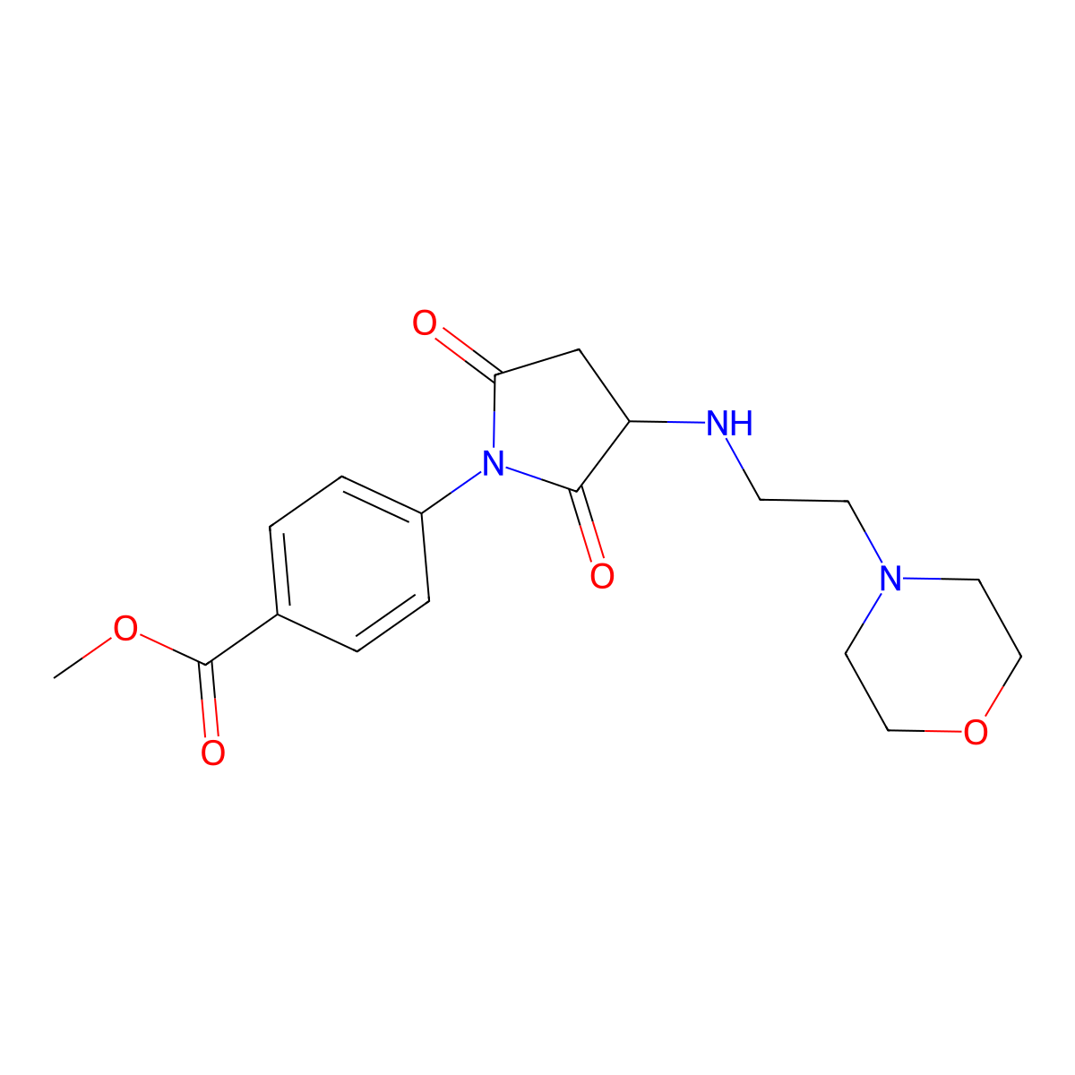 Methyl 4-(3-{[2-(morpholin-4-yl)ethyl]amino}-2,5-dioxopyrrolidin-1-yl)benzoate molecular structure, CAS 361466-38-8