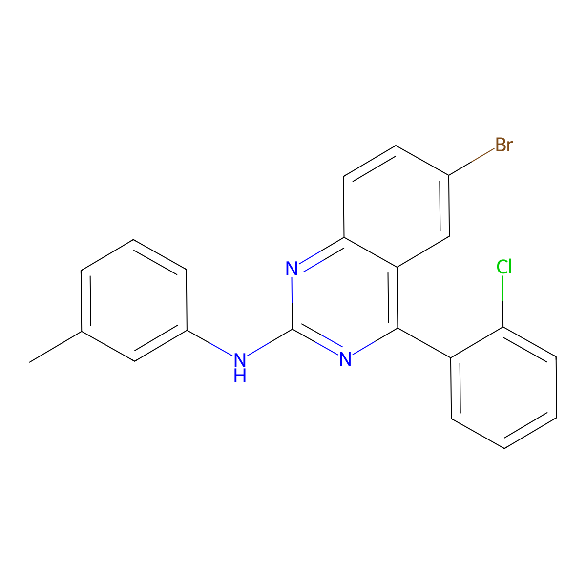 6-bromo-4-(2-chlorophenyl)-N-(3-methylphenyl)quinazolin-2-amine molecular structure, CAS 361467-52-9