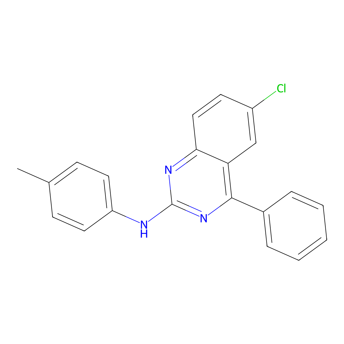 6-chloro-N-(4-methylphenyl)-4-phenylquinazolin-2-amine molecular structure, CAS 361467-84-7