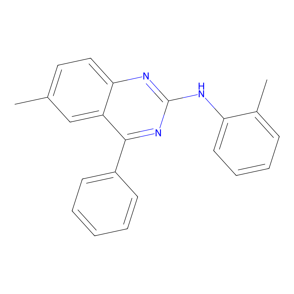 6-methyl-N-(2-methylphenyl)-4-phenylquinazolin-2-amine molecular structure, CAS 361467-92-7