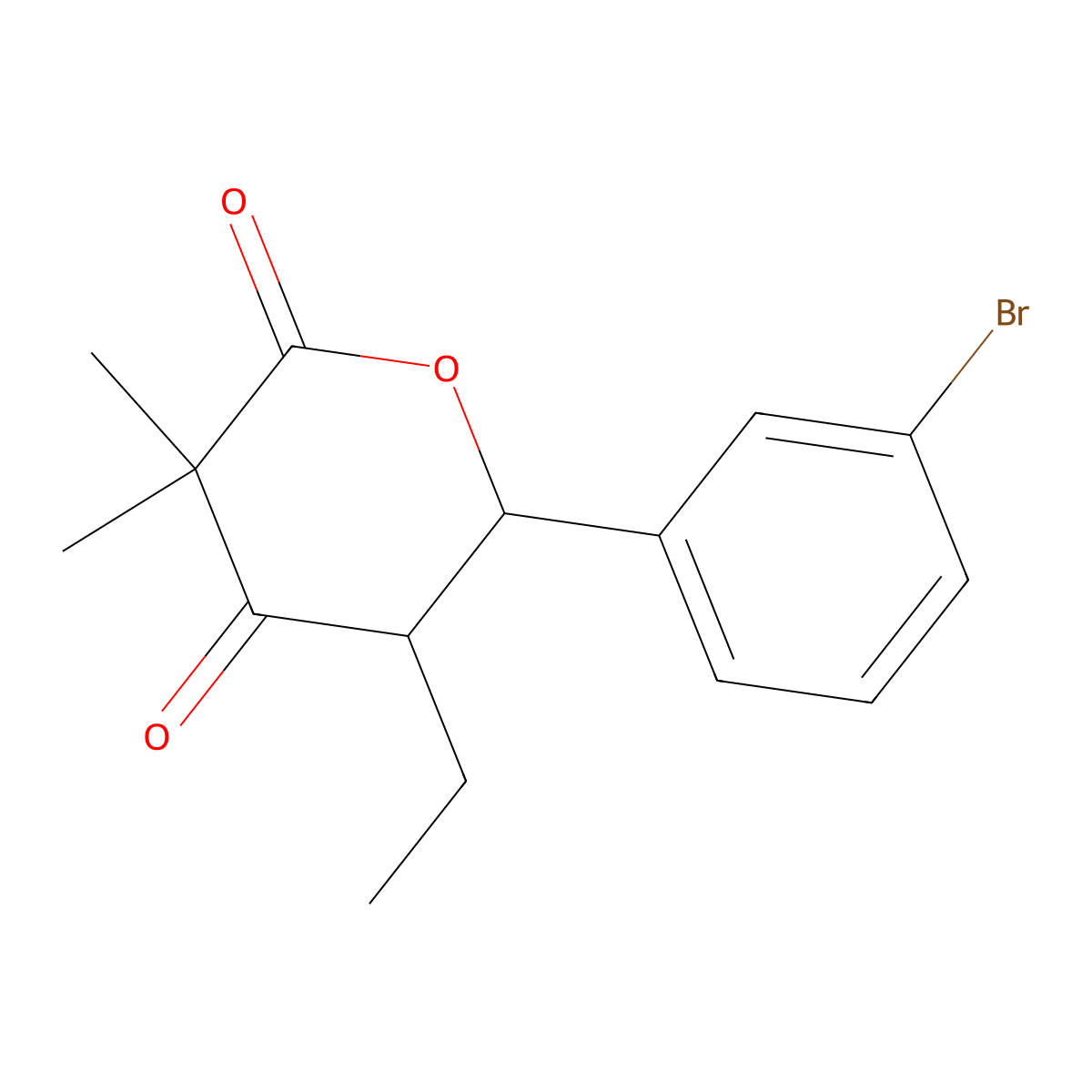 6-(3-Bromophenyl)-5-ethyl-3,3-dimethyloxane-2,4-dione molecular structure, CAS 361467-94-9