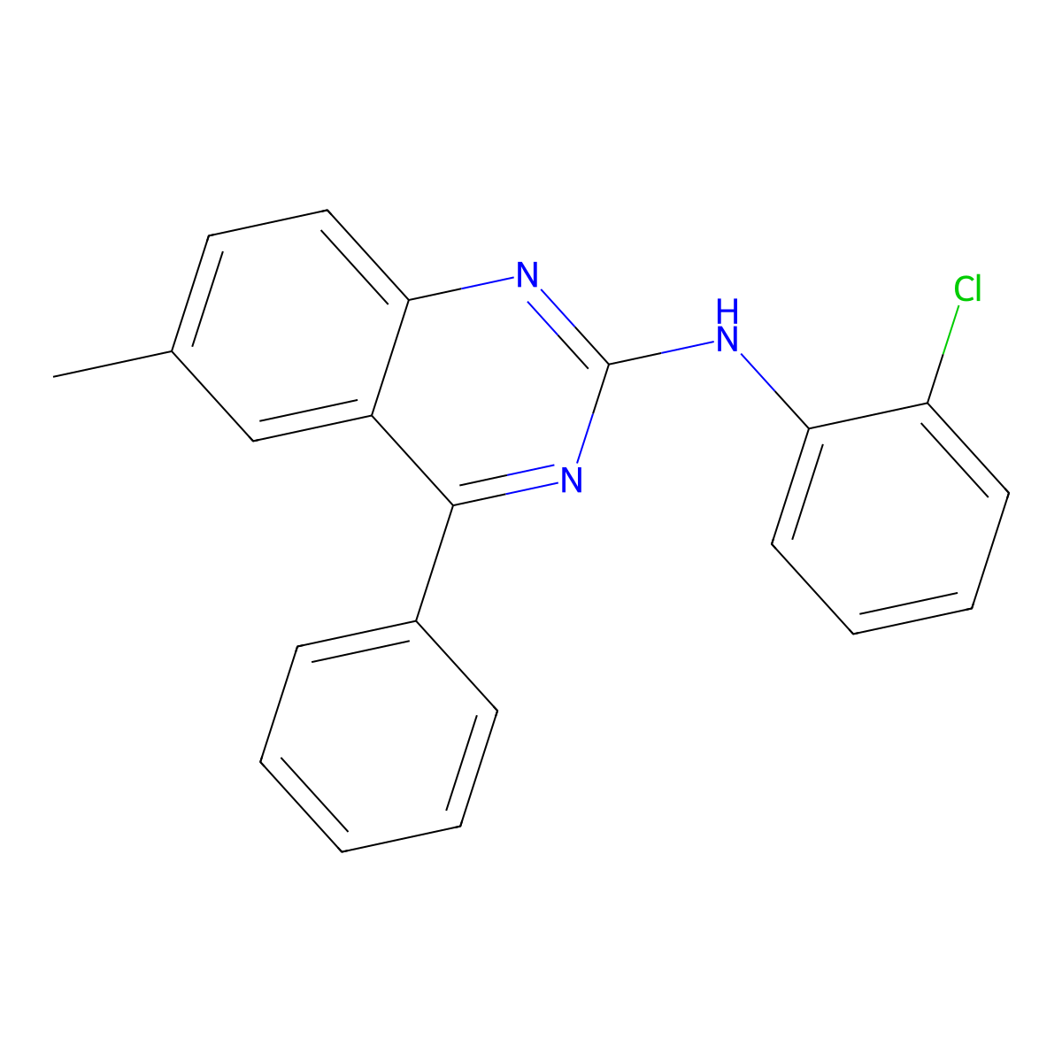 N-(2-chlorophenyl)-6-methyl-4-phenylquinazolin-2-amine molecular structure, CAS 361467-96-1