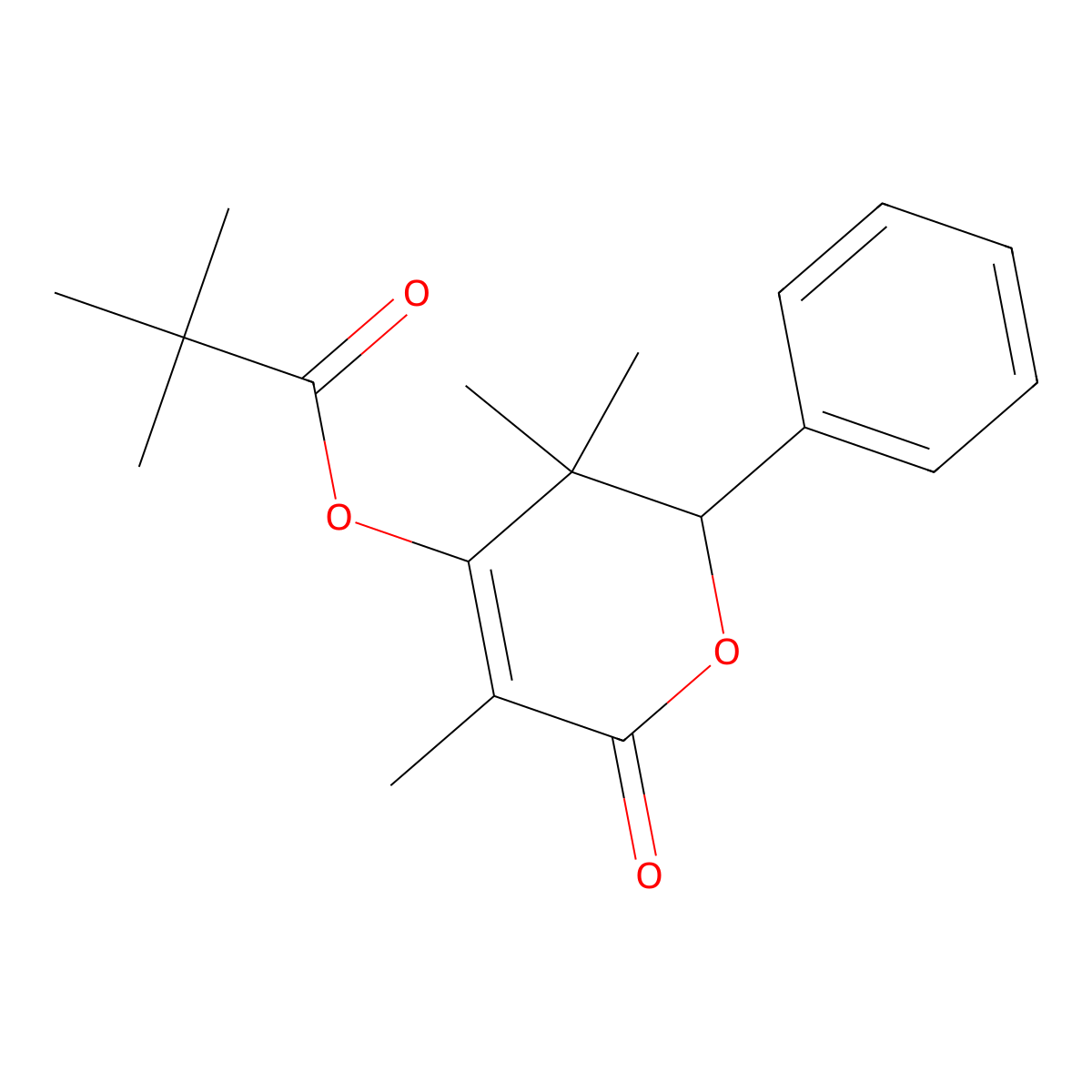 3,3,5-Trimethyl-6-oxo-2-phenyl-3,6-dihydro-2H-pyran-4-yl pivalate molecular structure, CAS 361468-02-2