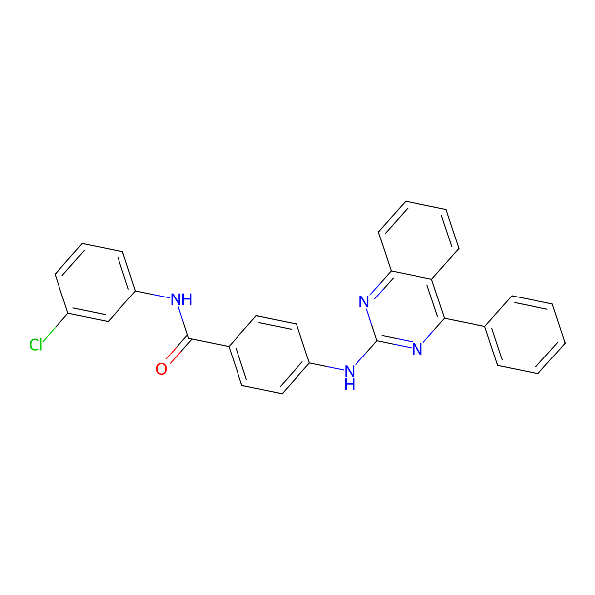 N-(3-chlorophenyl)-4-[(4-phenylquinazolin-2-yl)amino]benzamide molecular structure, CAS 361468-04-4