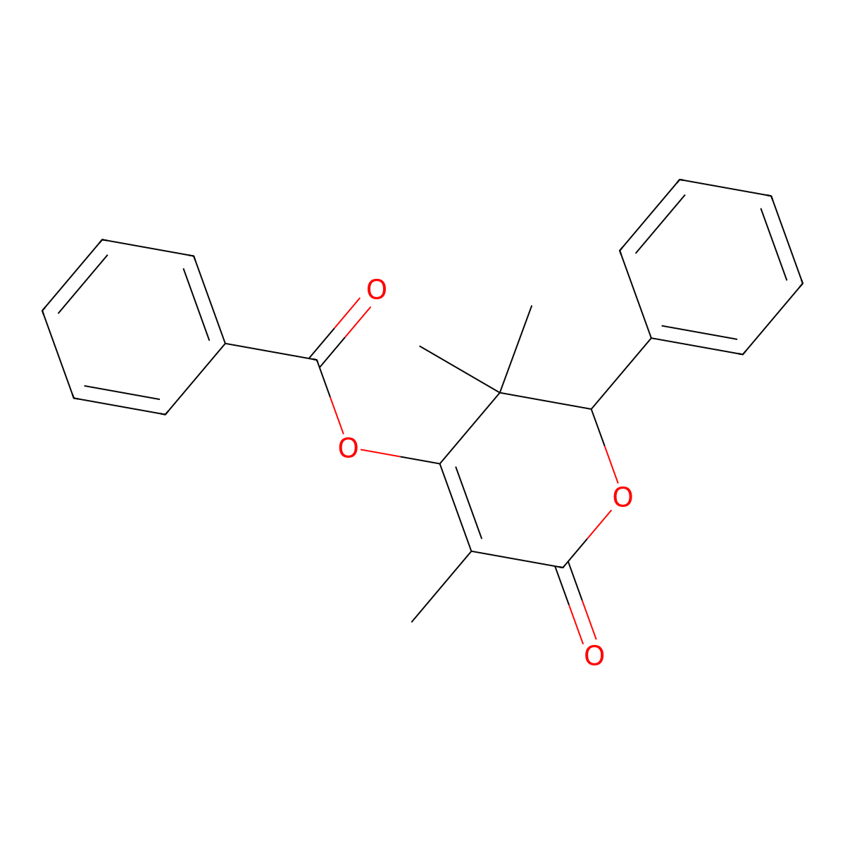 3,3,5-Trimethyl-6-oxo-2-phenyl-3,6-dihydro-2H-pyran-4-yl benzoate molecular structure, CAS 361468-06-6
