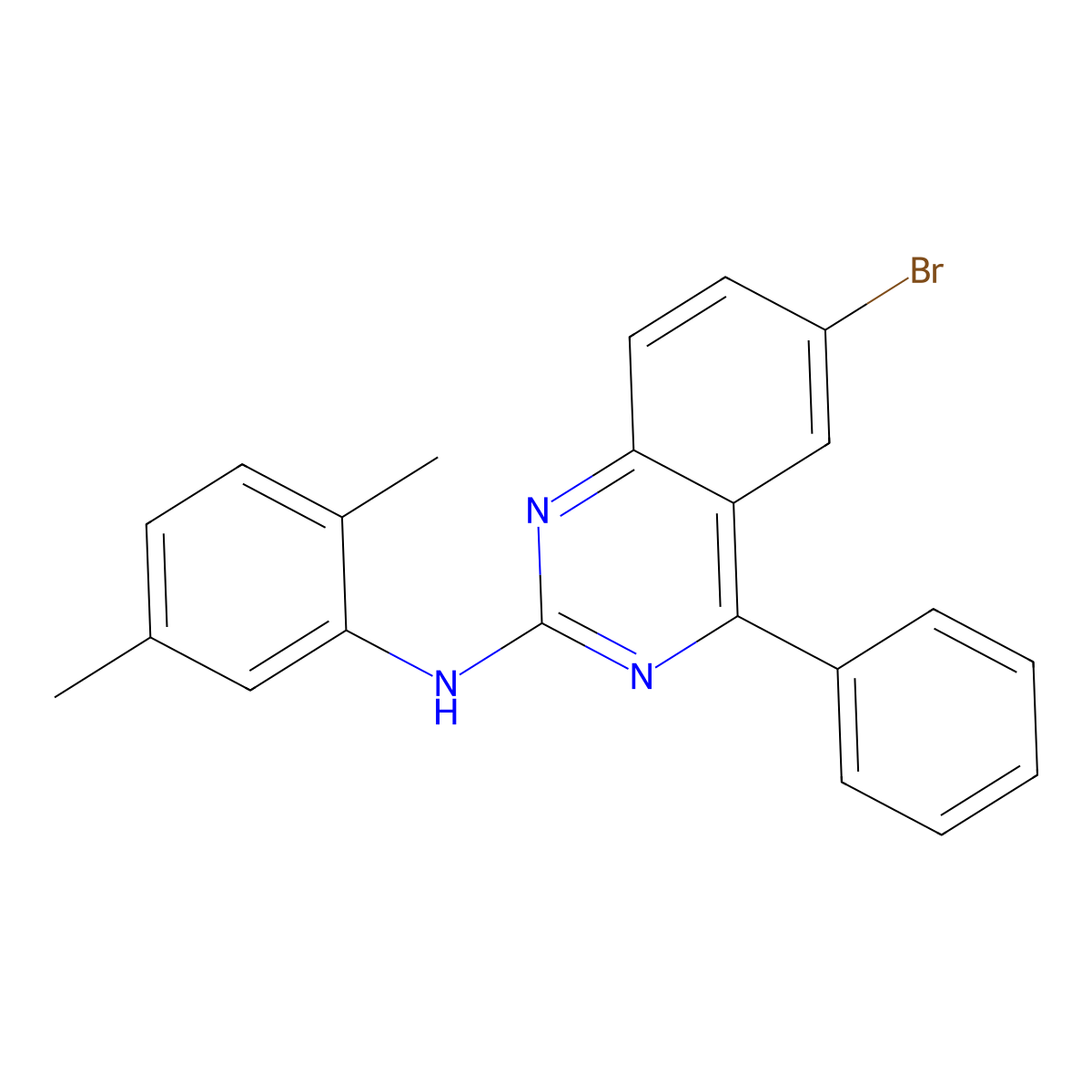 6-bromo-N-(2,5-dimethylphenyl)-4-phenylquinazolin-2-amine molecular structure, CAS 361468-09-9