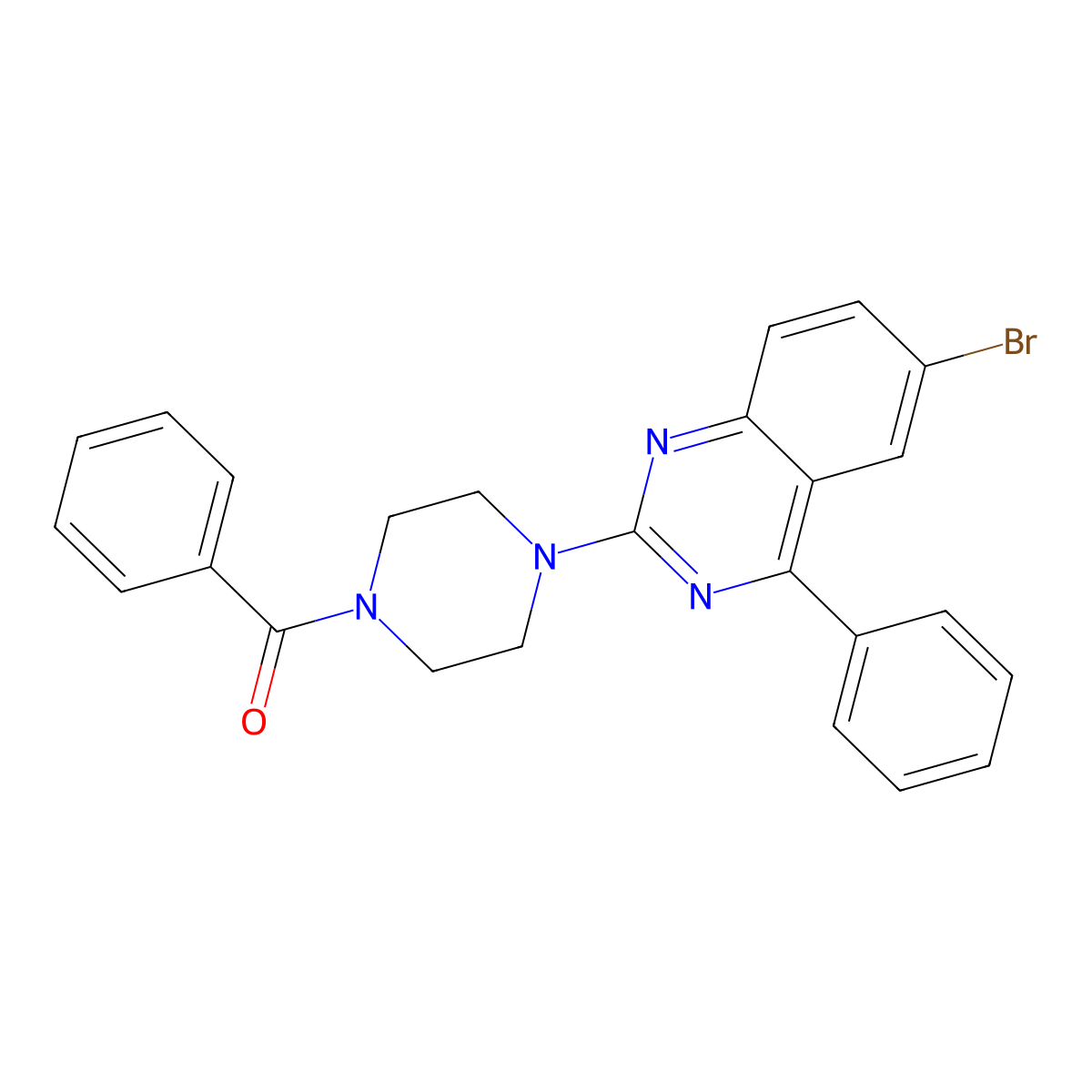 (4-(6-Bromo-4-phenylquinazolin-2-yl)piperazin-1-yl)(phenyl)methanone molecular structure, CAS 361468-60-2