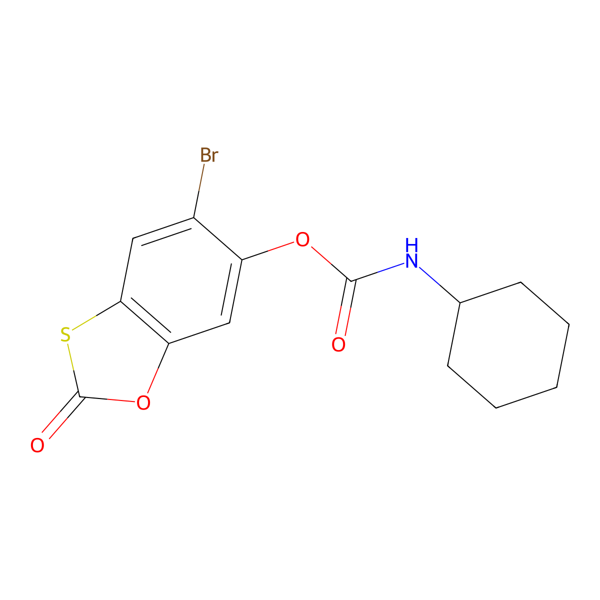 5-Bromo-2-oxo-1,3-benzoxathiol-6-yl cyclohexylcarbamate molecular structure, CAS 361468-65-7