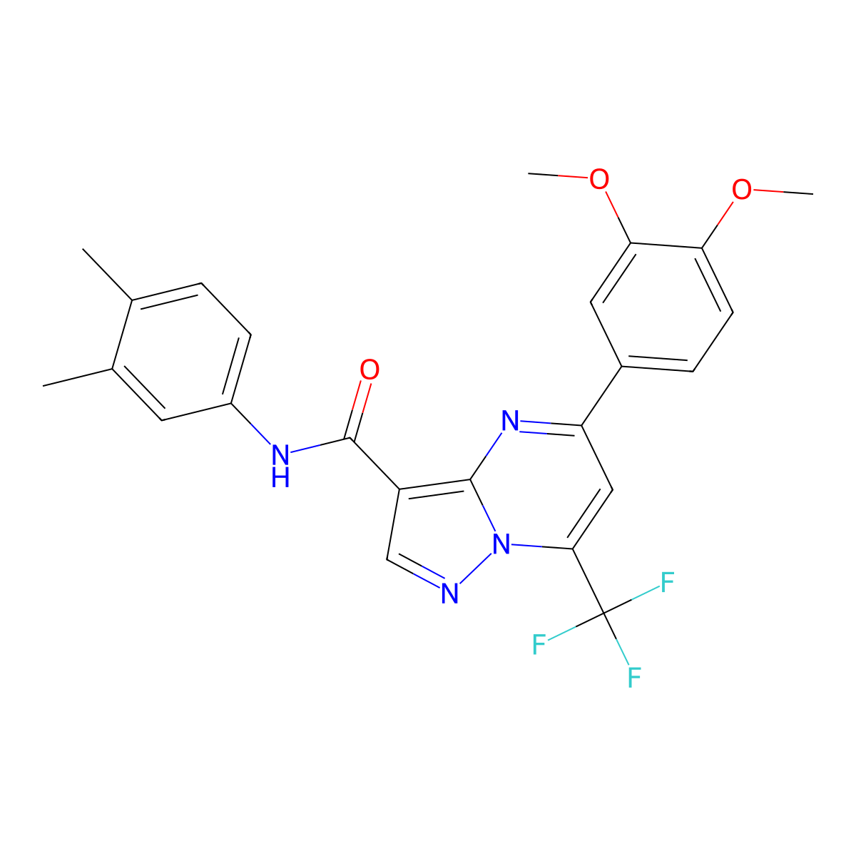 5-(3,4-dimethoxyphenyl)-N-(3,4-dimethylphenyl)-7-(trifluoromethyl)pyrazolo[1,5-a]pyrimidine-3-carboxamide molecular structure, CAS 361468-73-7