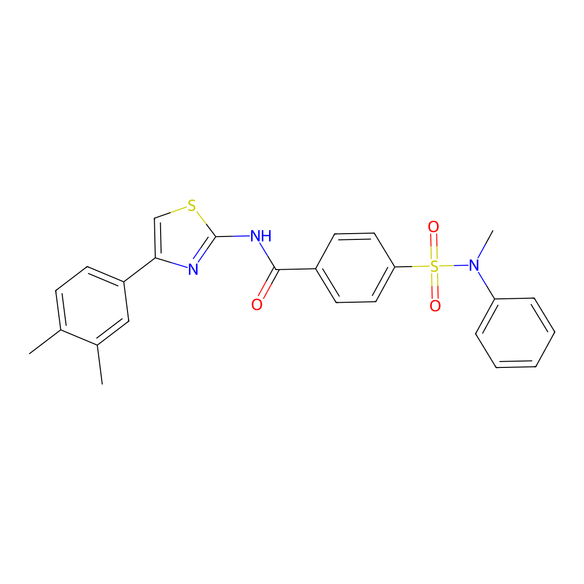 N-[4-(3,4-dimethylphenyl)-1,3-thiazol-2-yl]-4-[methyl(phenyl)sulfamoyl]benzamide molecular structure, CAS 361469-12-7