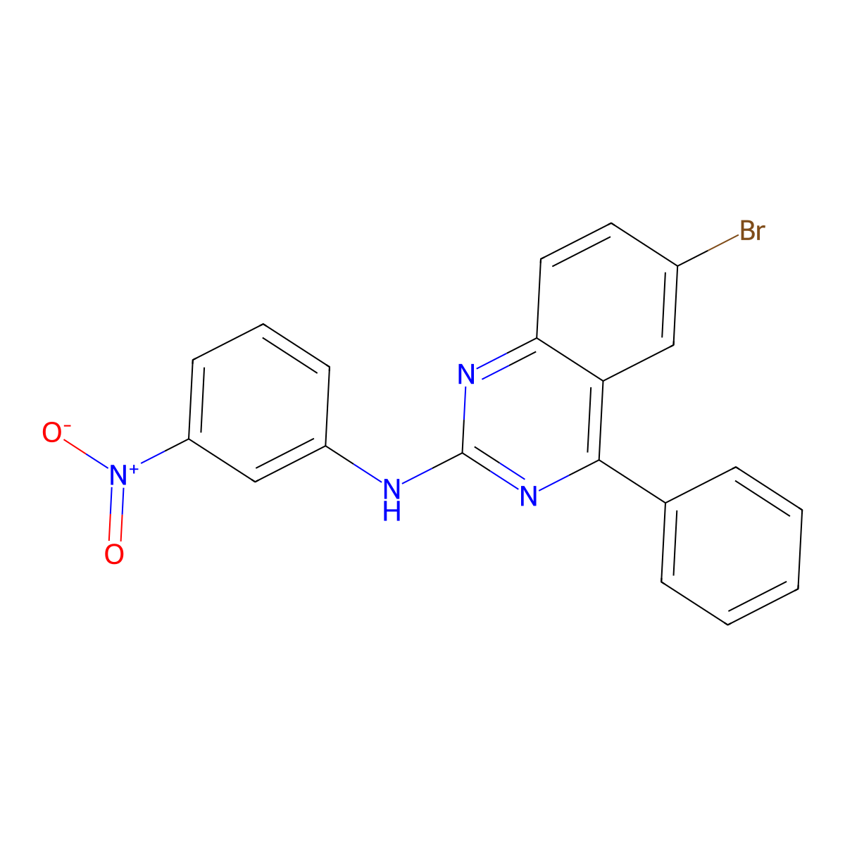 6-bromo-N-(3-nitrophenyl)-4-phenylquinazolin-2-amine molecular structure, CAS 361469-24-1