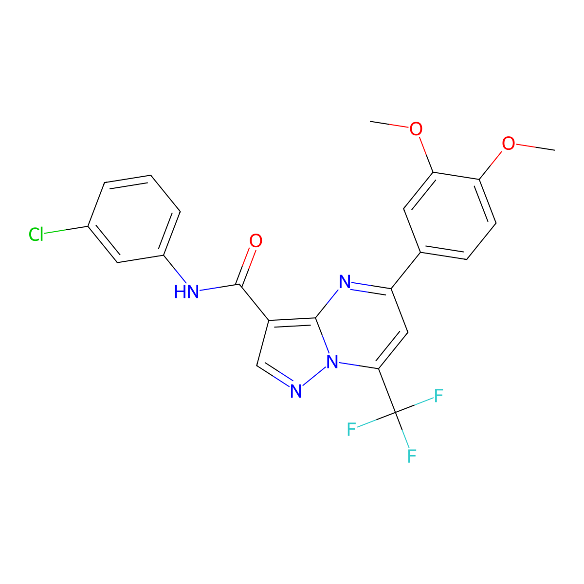 N-(3-chlorophenyl)-5-(3,4-dimethoxyphenyl)-7-(trifluoromethyl)pyrazolo[1,5-a]pyrimidine-3-carboxamide molecular structure, CAS 361469-39-8