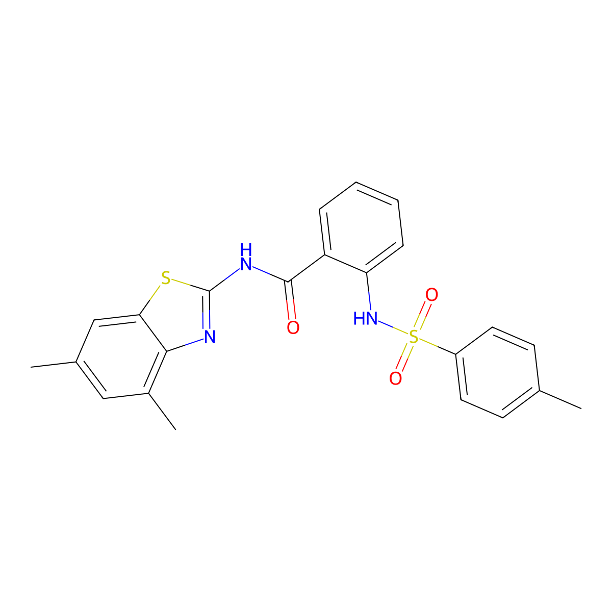 N-(4,6-dimethyl-1,3-benzothiazol-2-yl)-2-[(4-methylphenyl)sulfonylamino]benzamide molecular structure, CAS 361469-55-8