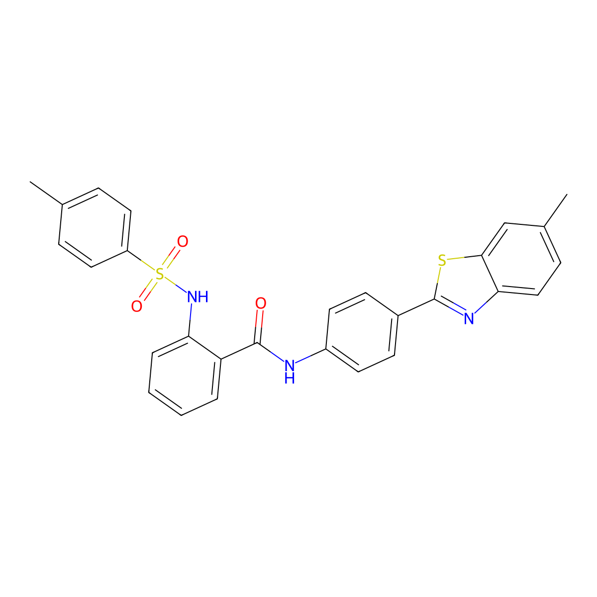 N-[4-(6-methyl-1,3-benzothiazol-2-yl)phenyl]-2-[(4-methylphenyl)sulfonylamino]benzamide molecular structure, CAS 361469-65-0