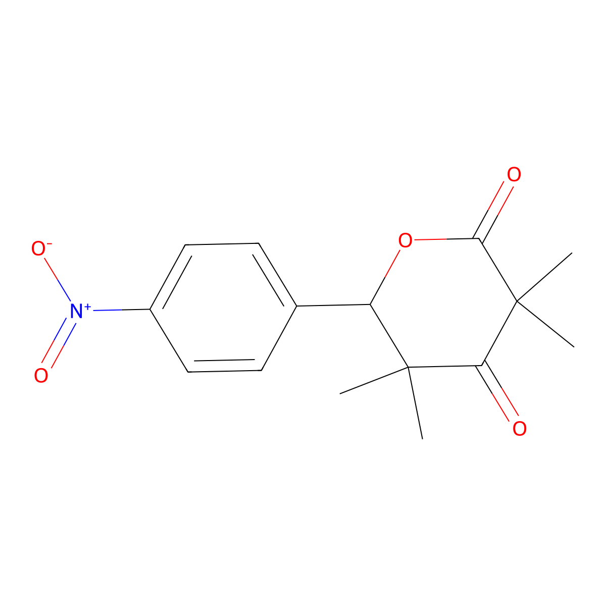 2H-Pyran-2,4(3H)-dione, dihydro-3,3,5,5-tetramethyl-6-(4-nitrophenyl)- molecular structure, CAS 361469-67-2
