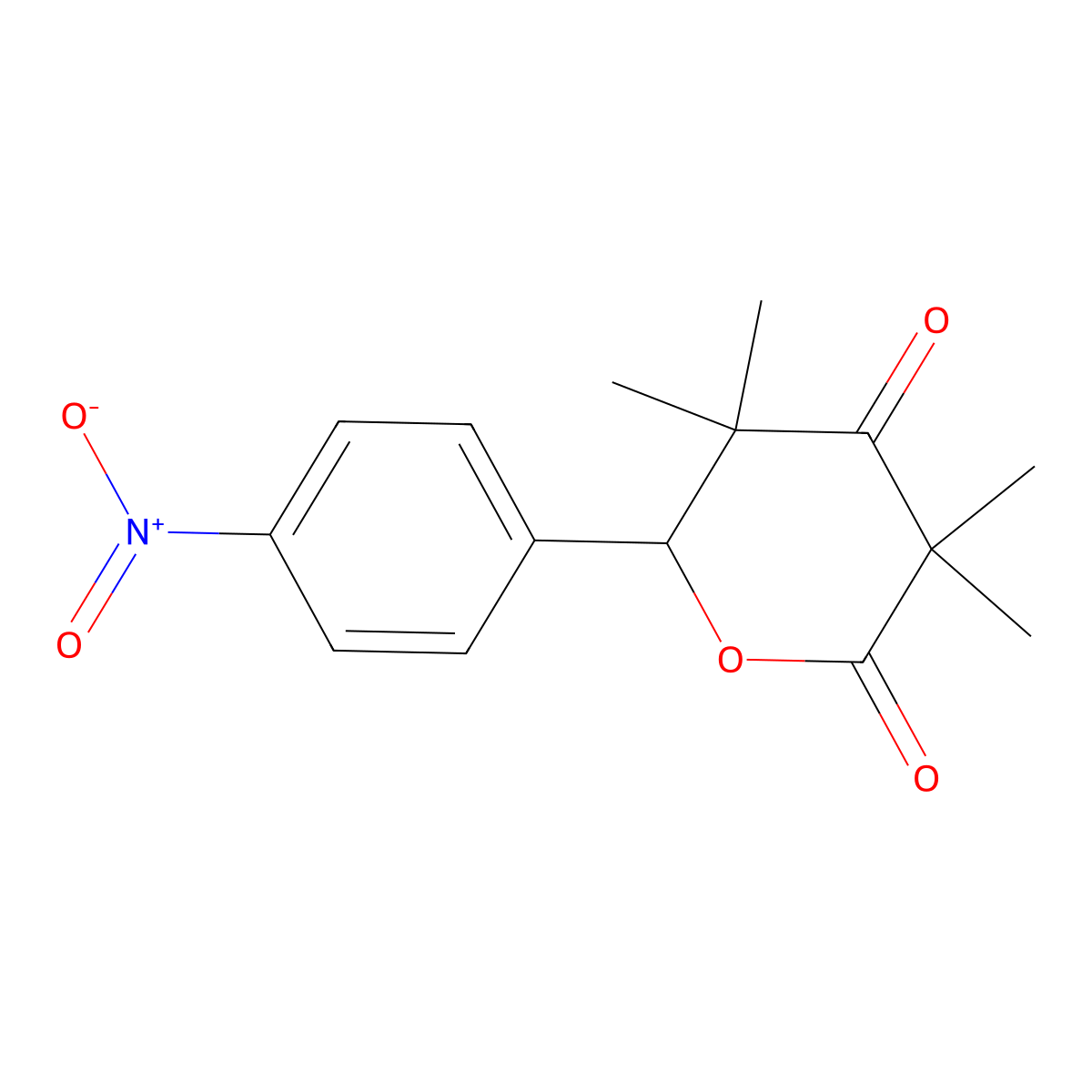 2H-Pyran-2,4(3H)-dione, dihydro-3,3,5,5-tetramethyl-6-(4-nitrophenyl)- molecular structure, CAS 361469-67-2