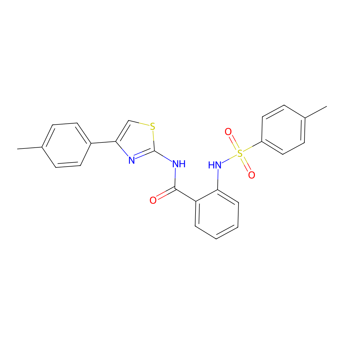 2-[(4-methylphenyl)sulfonylamino]-N-[4-(4-methylphenyl)-1,3-thiazol-2-yl]benzamide molecular structure, CAS 361469-69-4