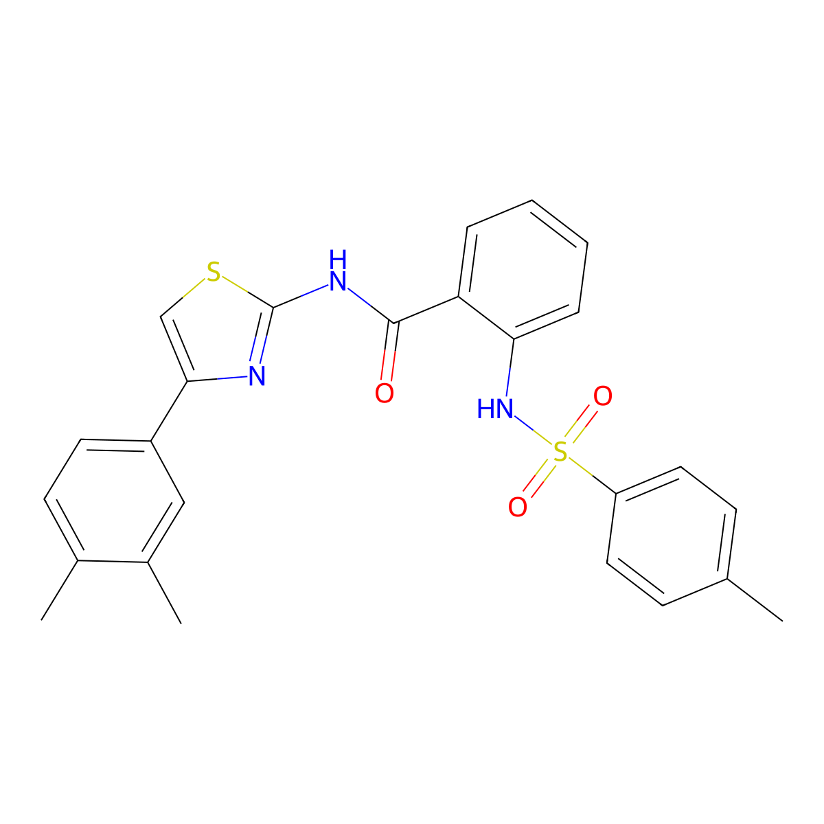 N-[4-(3,4-dimethylphenyl)-1,3-thiazol-2-yl]-2-[(4-methylphenyl)sulfonylamino]benzamide molecular structure, CAS 361469-76-3