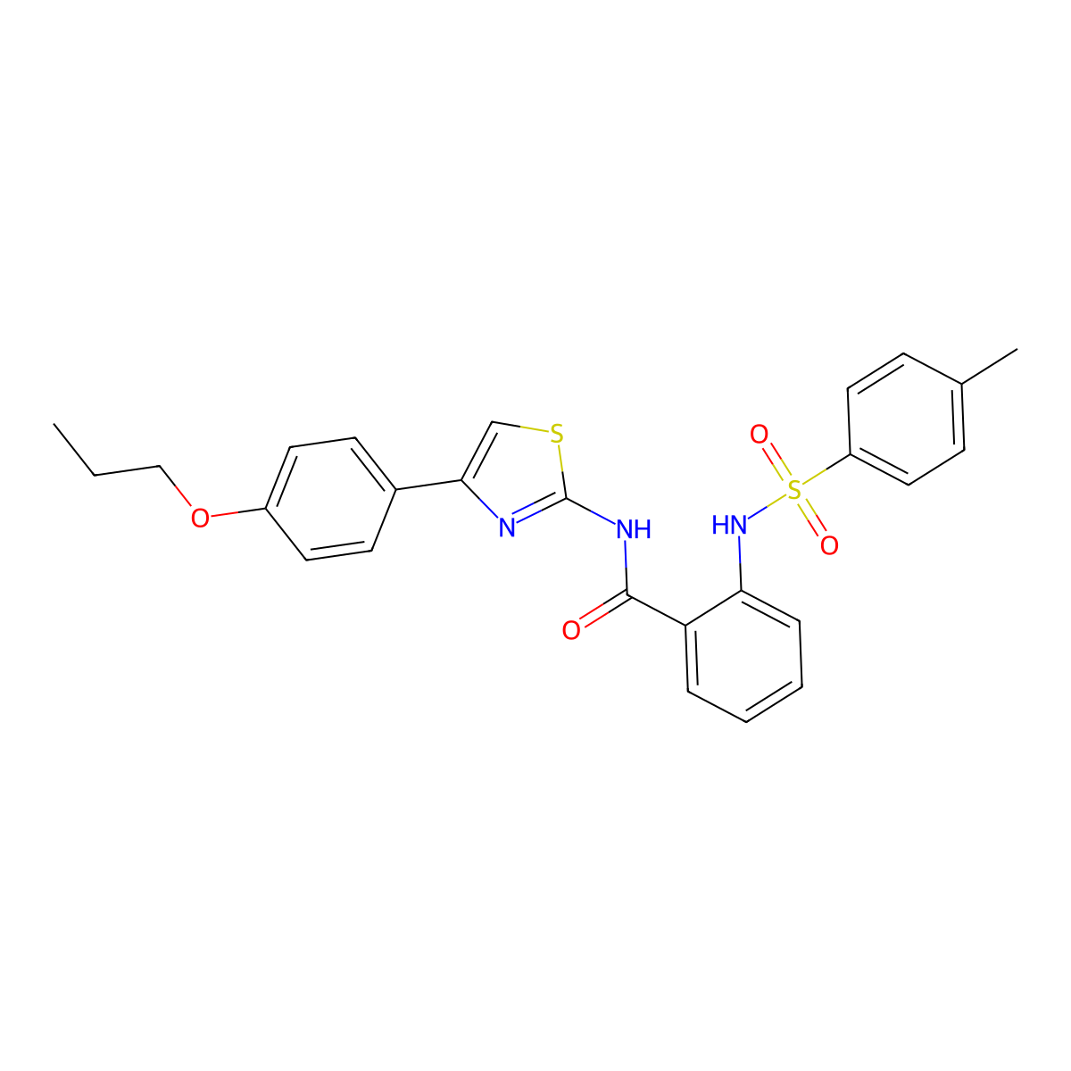 2-[(4-methylphenyl)sulfonylamino]-N-[4-(4-propoxyphenyl)-1,3-thiazol-2-yl]benzamide molecular structure, CAS 361469-87-6