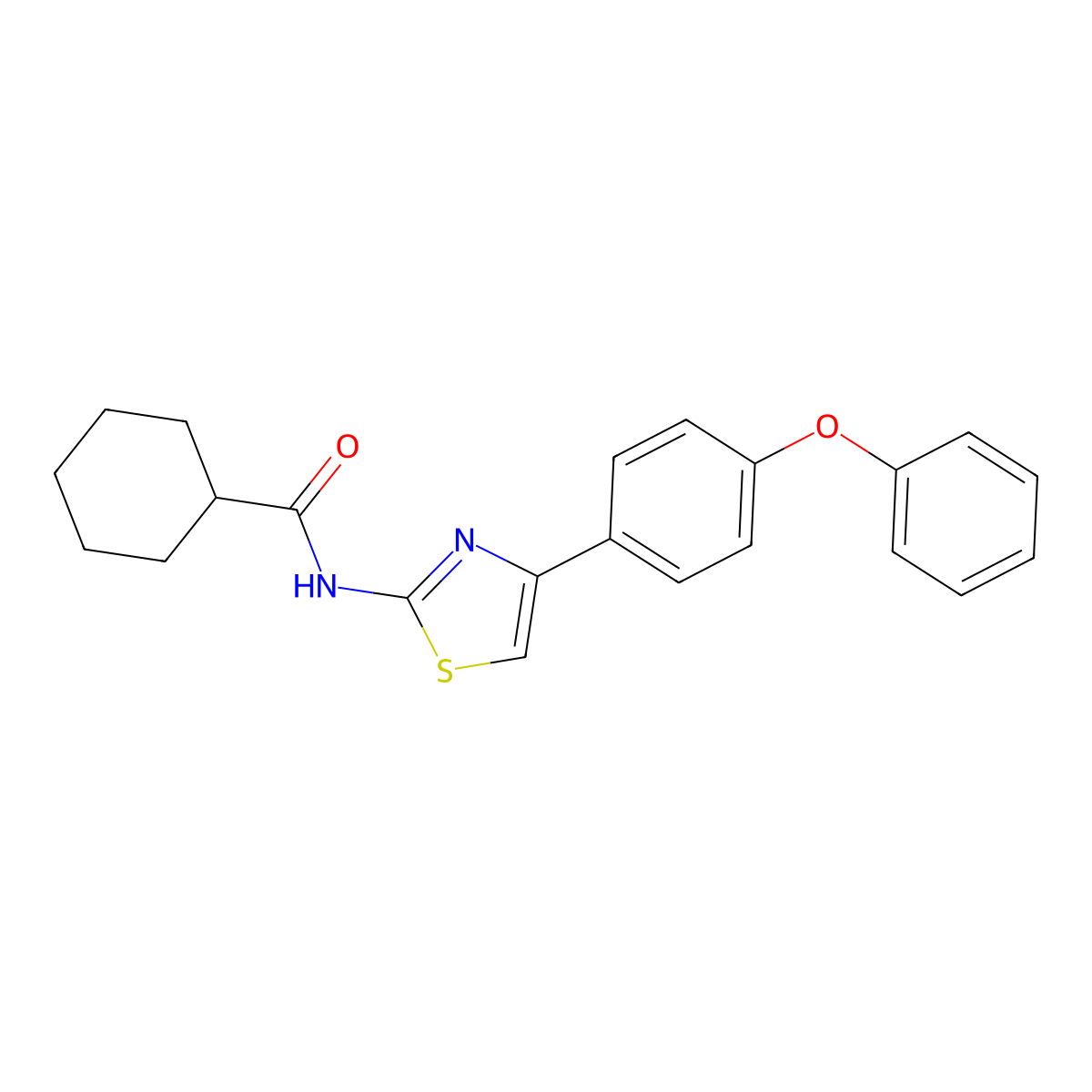 N-[4-(4-phenoxyphenyl)-1,3-thiazol-2-yl]cyclohexanecarboxamide molecular structure, CAS 361470-07-7