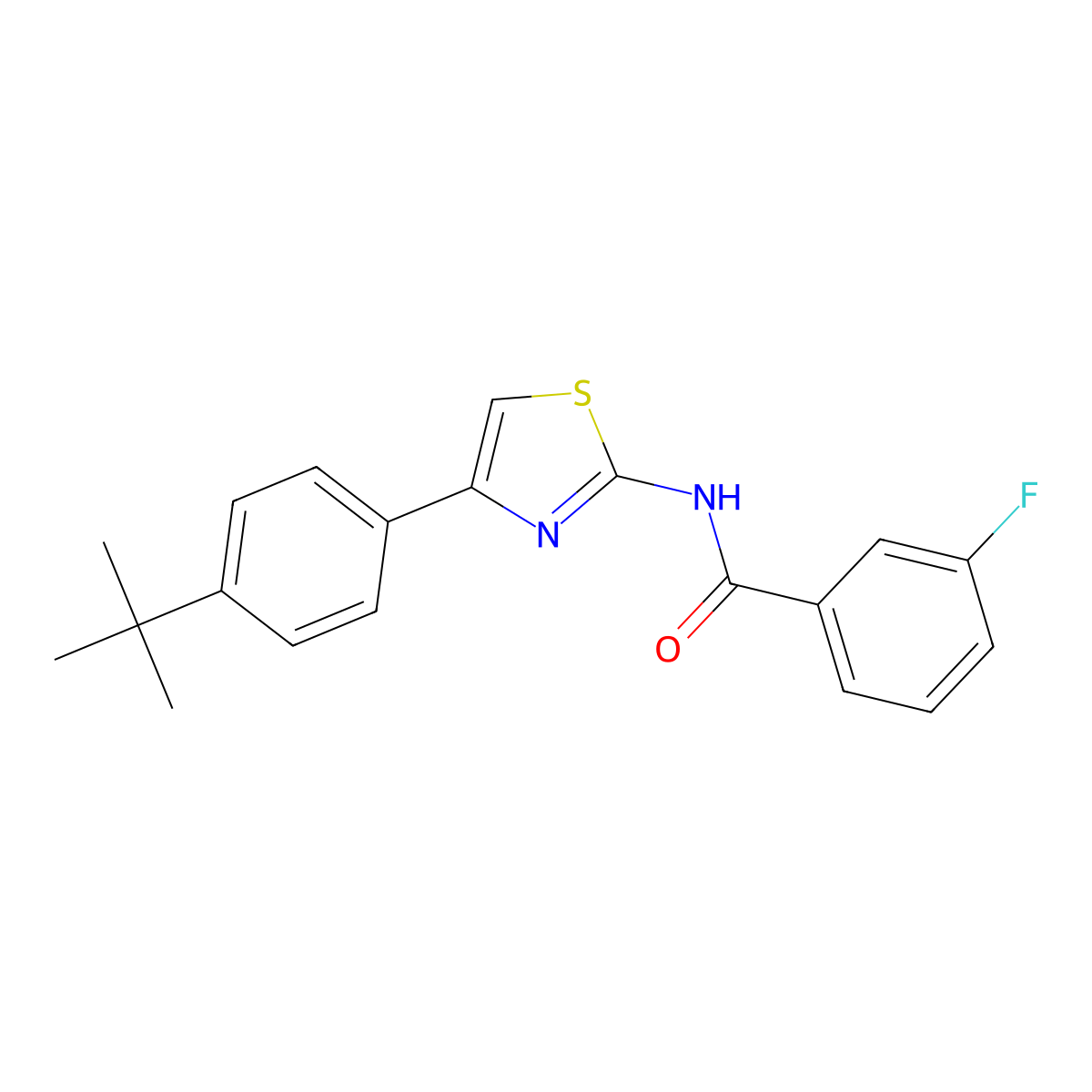 N-[4-(4-tert-butylphenyl)-1,3-thiazol-2-yl]-3-fluorobenzamide molecular structure, CAS 361470-19-1